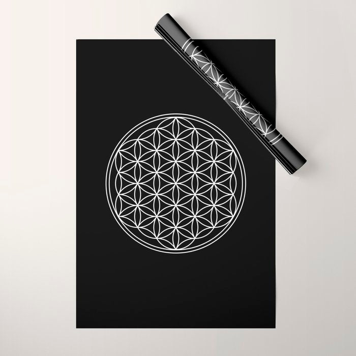 Flower of life on black Wrapping Paper Gallery Image 1