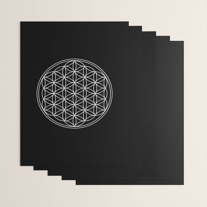 Flower of life on black Wrapping Paper Gallery Image 3