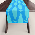 Fish Stripe 8 Blue and Aqua Minimal Mid Century Modern Pattern Table Runner Gallery Image 1