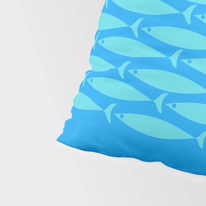 Fish Stripe 8 Blue and Aqua Minimal Mid Century Modern Pattern Pillow Sham Gallery Image 4