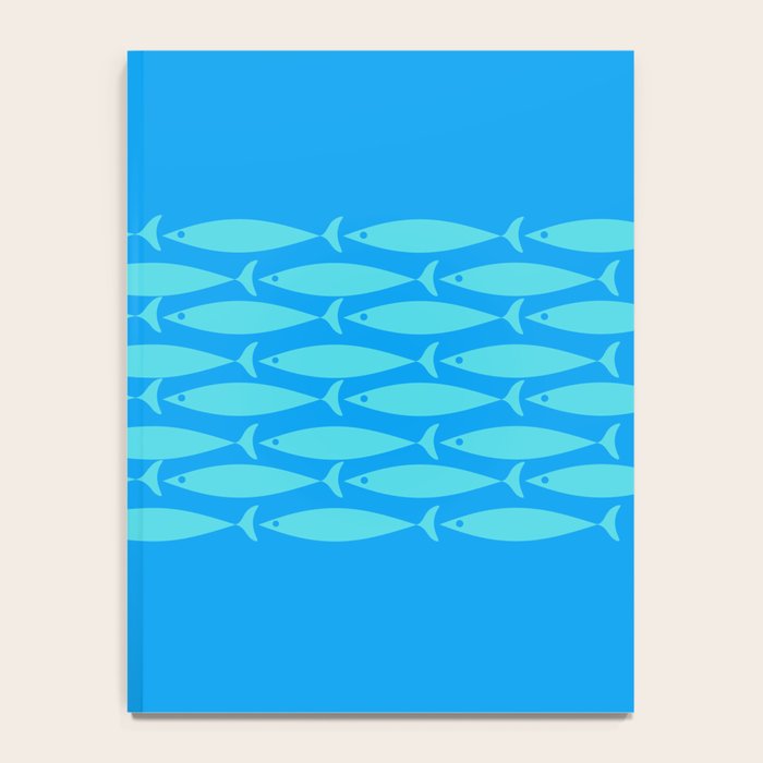 Fish Stripe 8 Blue and Aqua Minimal Mid Century Modern Pattern Notebook Gallery Image 4
