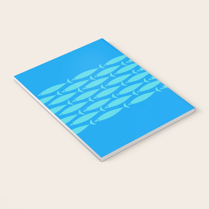 Fish Stripe 8 Blue and Aqua Minimal Mid Century Modern Pattern Notebook Gallery Image 3