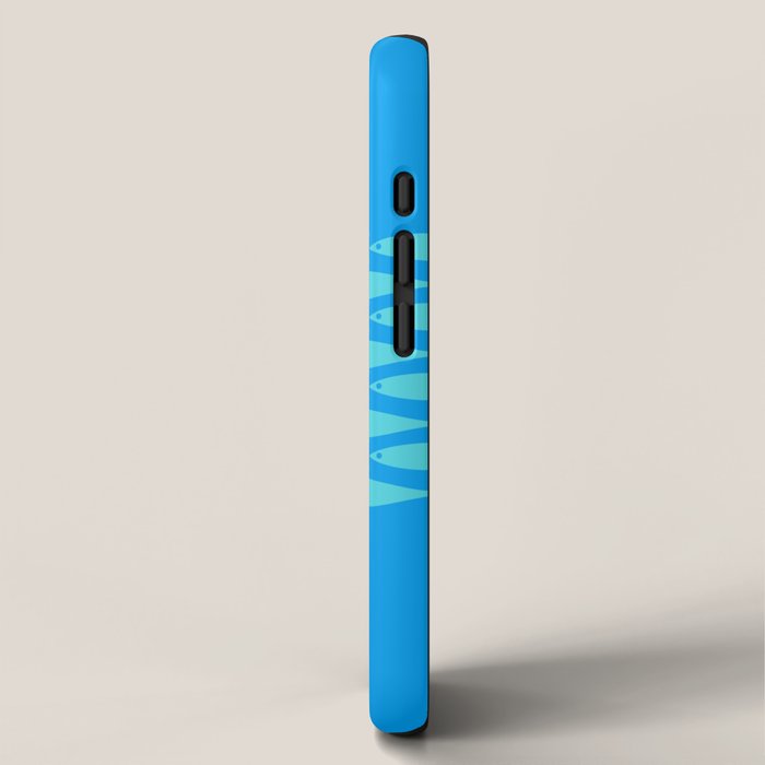 Fish Stripe 8 Blue and Aqua Minimal Mid Century Modern Pattern iPhone Case Gallery Image 2