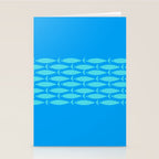 Fish Stripe 8 Blue and Aqua Minimal Mid Century Modern Pattern Stationery Card Gallery Image 2