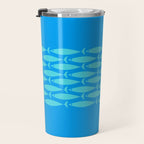 Fish Stripe 8 Blue and Aqua Minimal Mid Century Modern Pattern Travel Mug Gallery Image 3