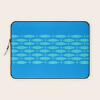 Fish Stripe 8 Blue and Aqua Minimal Mid Century Modern Pattern Laptop Sleeve Gallery Image 1