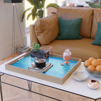 Fish Stripe 8 Blue and Aqua Minimal Mid Century Modern Pattern Serving Tray Gallery Image 2