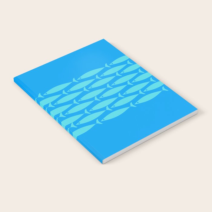 Fish Stripe 8 Blue and Aqua Minimal Mid Century Modern Pattern Notebook Gallery Image 1