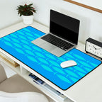 Fish Stripe 8 Blue and Aqua Minimal Mid Century Modern Pattern Desk Mat Gallery Image 2