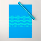 Fish Stripe 8 Blue and Aqua Minimal Mid Century Modern Pattern Wrapping Paper Gallery Image 1