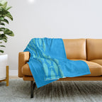 Fish Stripe 8 Blue and Aqua Minimal Mid Century Modern Pattern Throw Blanket Gallery Image 1