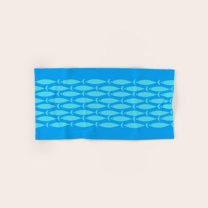 Fish Stripe 8 Blue and Aqua Minimal Mid Century Modern Pattern Bath Towel Gallery Image 1