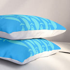 Fish Stripe 8 Blue and Aqua Minimal Mid Century Modern Pattern Pillow Sham Gallery Image 3