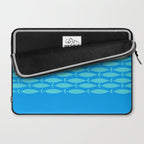 Fish Stripe 8 Blue and Aqua Minimal Mid Century Modern Pattern Laptop Sleeve Gallery Image 2
