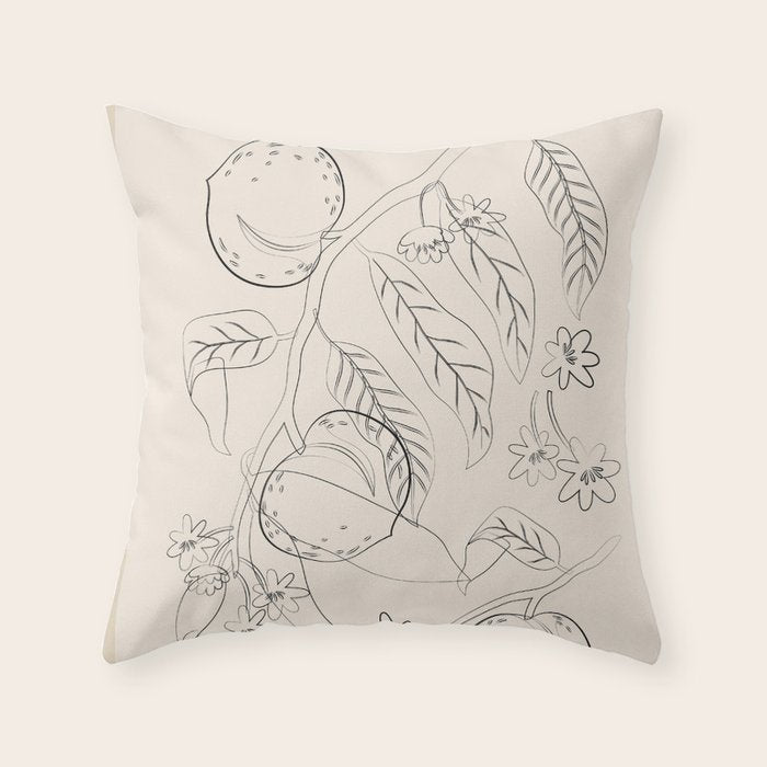 Peaches - Line Art 2 Throw Pillow Gallery Image 1