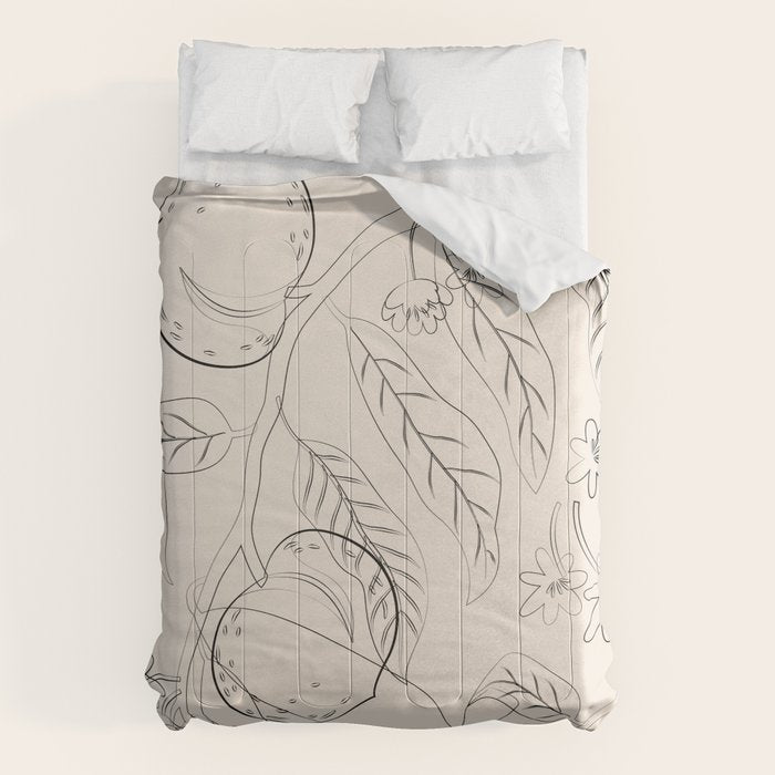Peaches - Line Art 2 Comforter Gallery Image 6