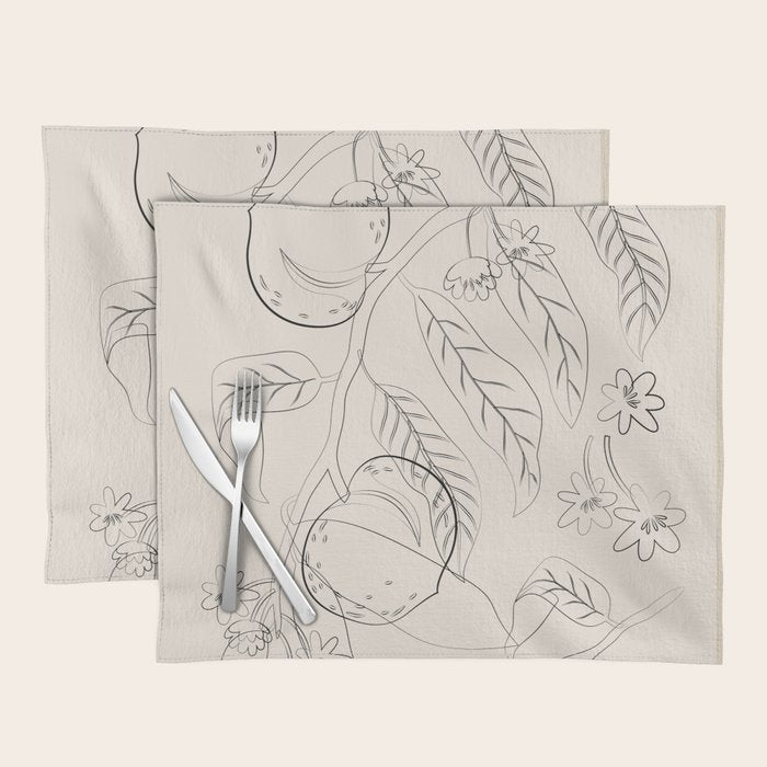 Peaches - Line Art 2 Placemat Gallery Image 1