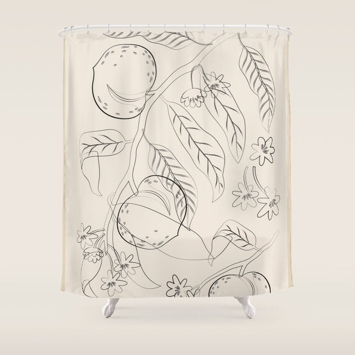 Peaches - Line Art 2 Shower Curtain Gallery Image 1