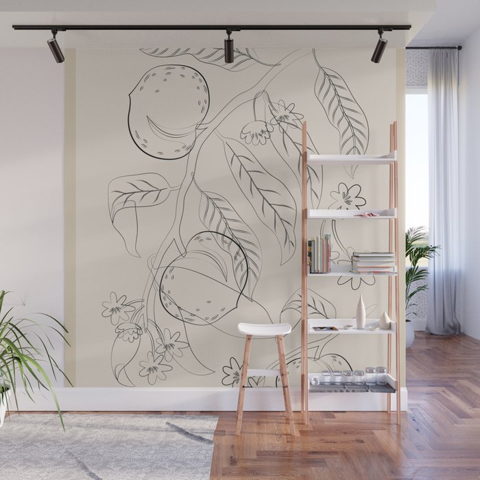 Peaches - Line Art 2 Wall Mural Gallery Image 1