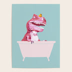 Pink T-Rex in Bathtub Poster Gallery Image 4