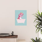 Pink T-Rex in Bathtub Poster Gallery Image 2