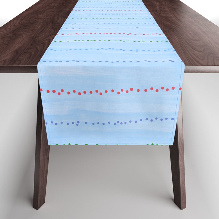 Minimal Doodle Dots in Sky Blue Table Runner Gallery Image 1