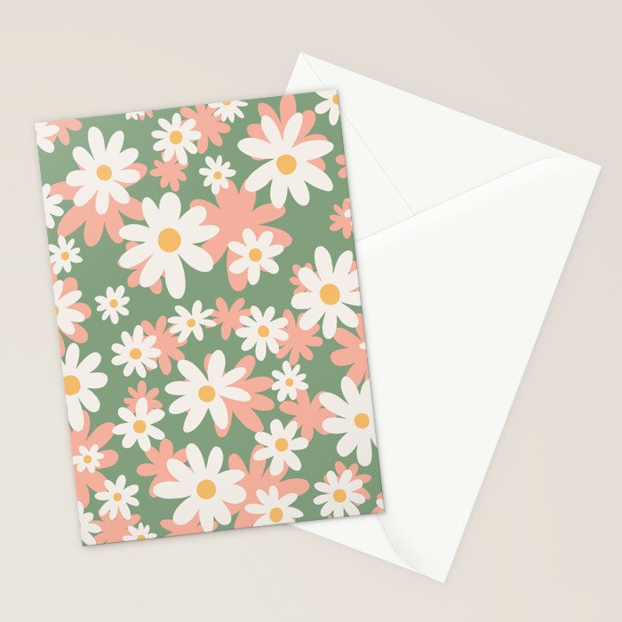 Flower Market London, Pastel Daisies Retro Print Stationery Card Gallery Image 2