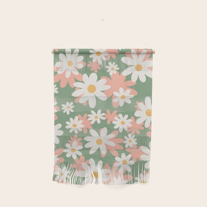 Flower Market London, Pastel Daisies Retro Print Wall Hanging Gallery Image 1