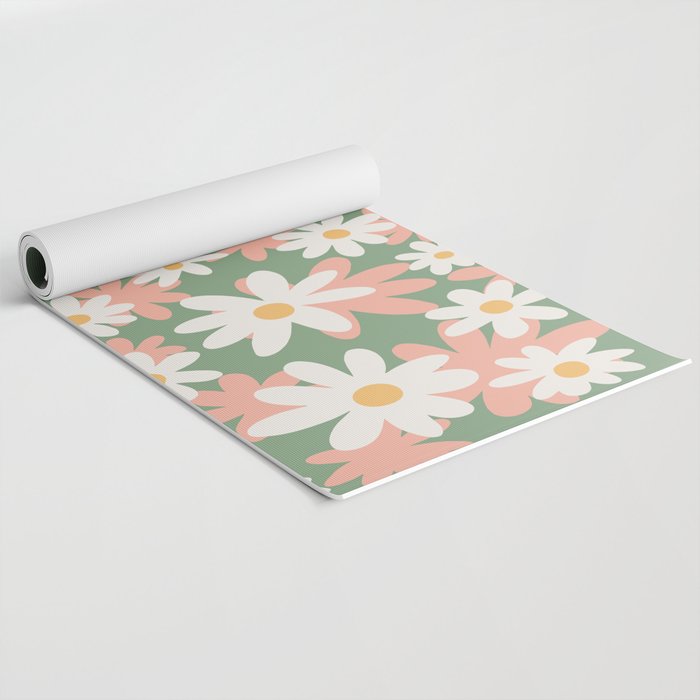 Flower Market London, Pastel Daisies Retro Print Yoga Mat Gallery Image 2