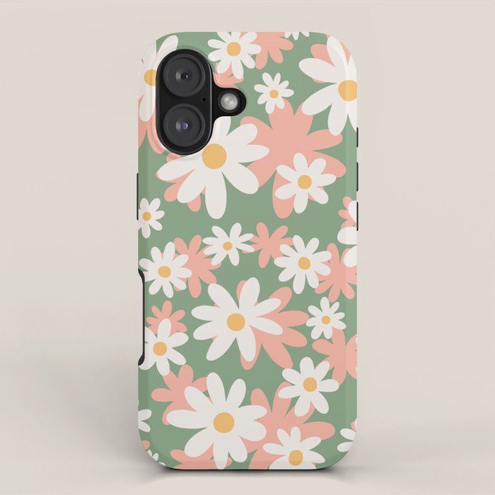 Flower Market London, Pastel Daisies Retro Print iPhone Case Gallery Image 1