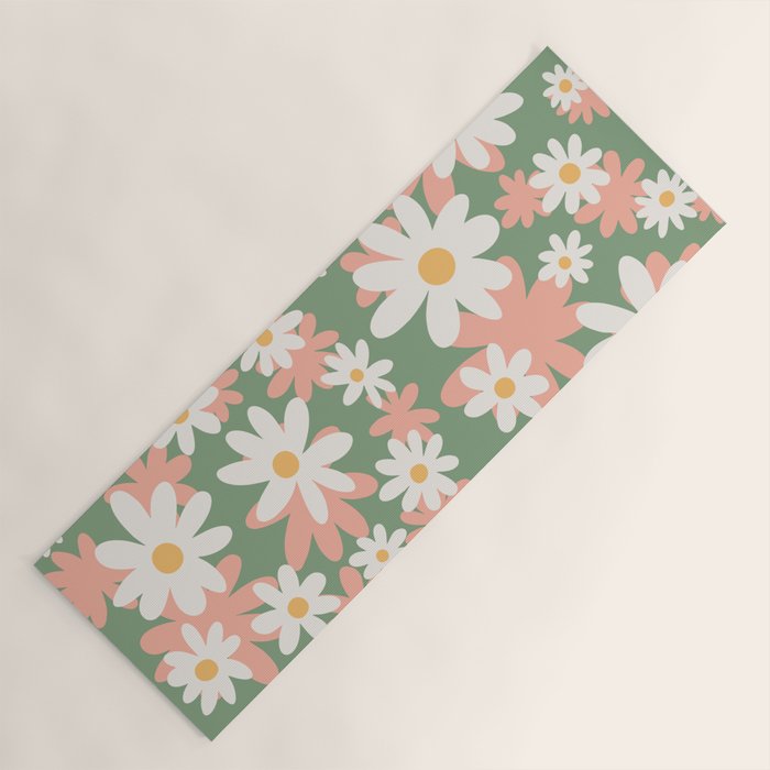 Flower Market London, Pastel Daisies Retro Print Yoga Mat Gallery Image 1