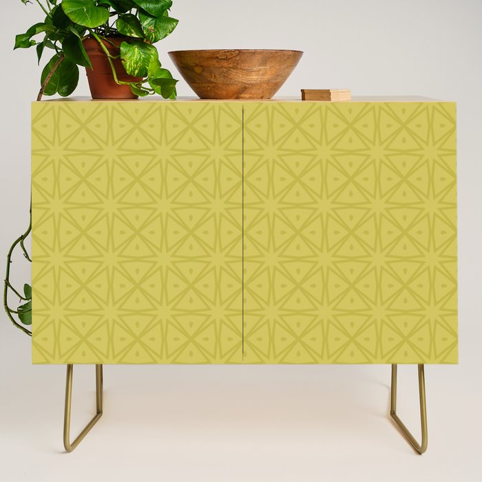 Yellow Monochromatic Asian Star Pattern Credenza Gallery Image 1