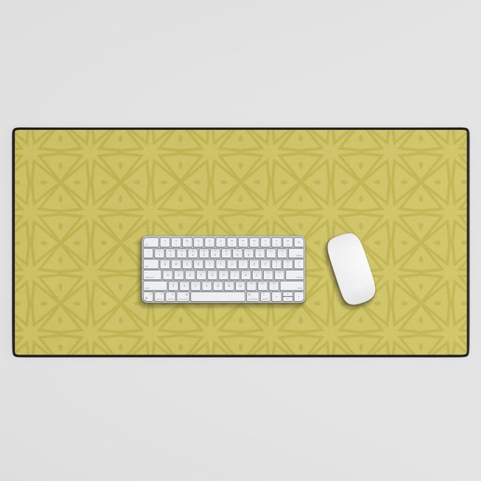 Yellow Monochromatic Asian Star Pattern Desk Mat Gallery Image 1