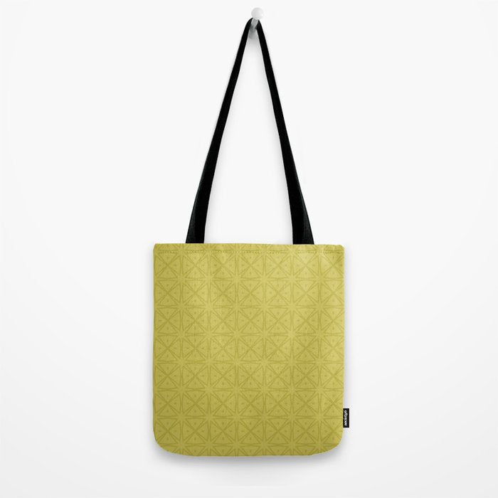Yellow Monochromatic Asian Star Pattern Tote Bag Gallery Image 2