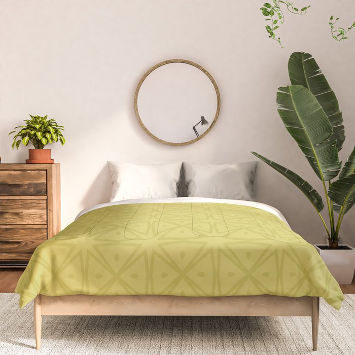 Yellow Monochromatic Asian Star Pattern Comforter Gallery Image 3