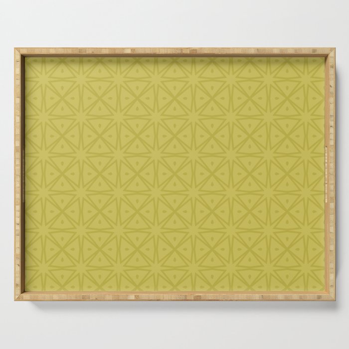Yellow Monochromatic Asian Star Pattern Serving Tray Gallery Image 1