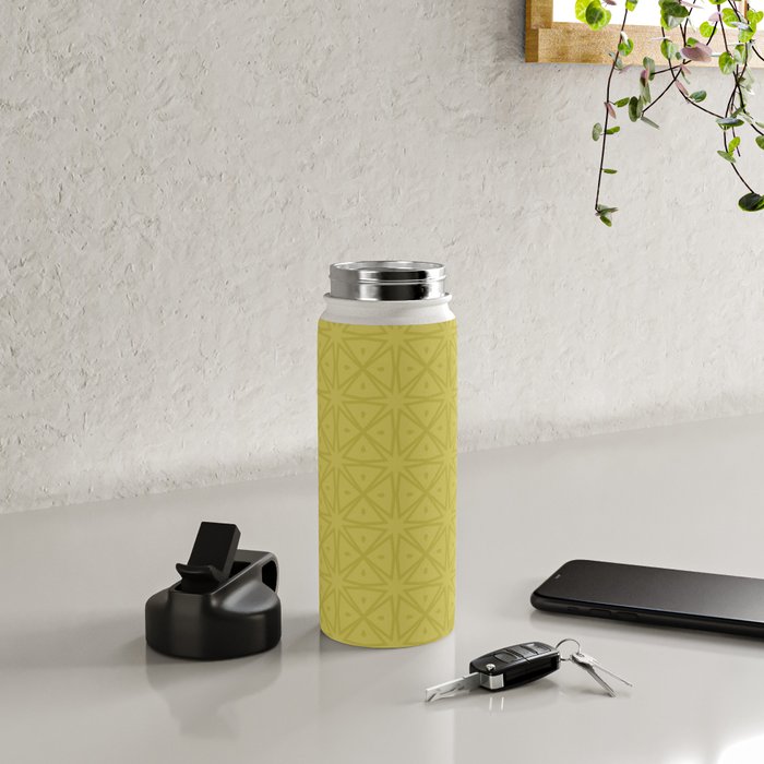 Yellow Monochromatic Asian Star Pattern Water Bottle Gallery Image 4