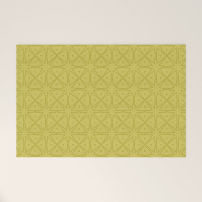 Yellow Monochromatic Asian Star Pattern Welcome Mat Gallery Image 1