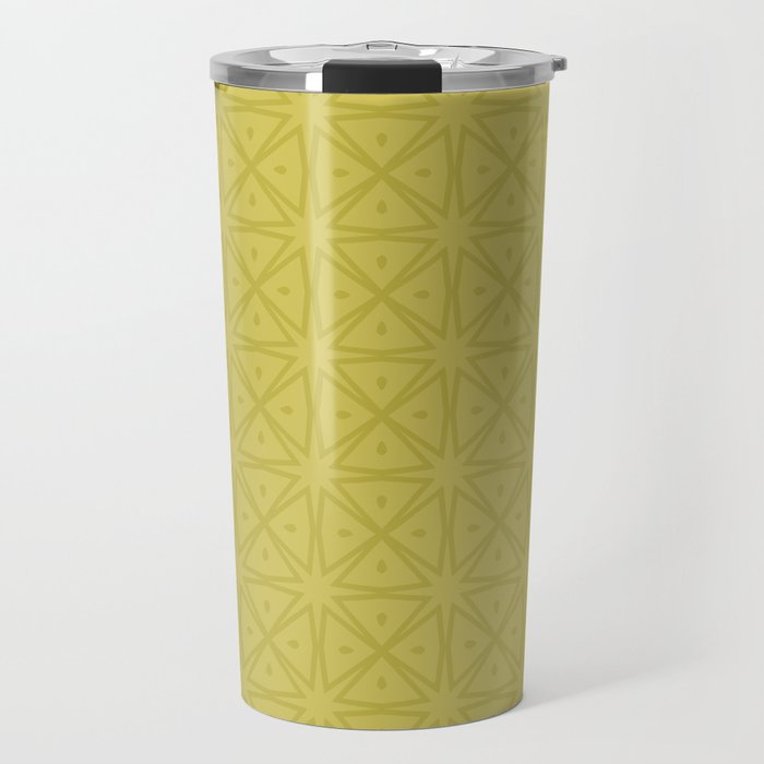 Yellow Monochromatic Asian Star Pattern Travel Mug Gallery Image 1