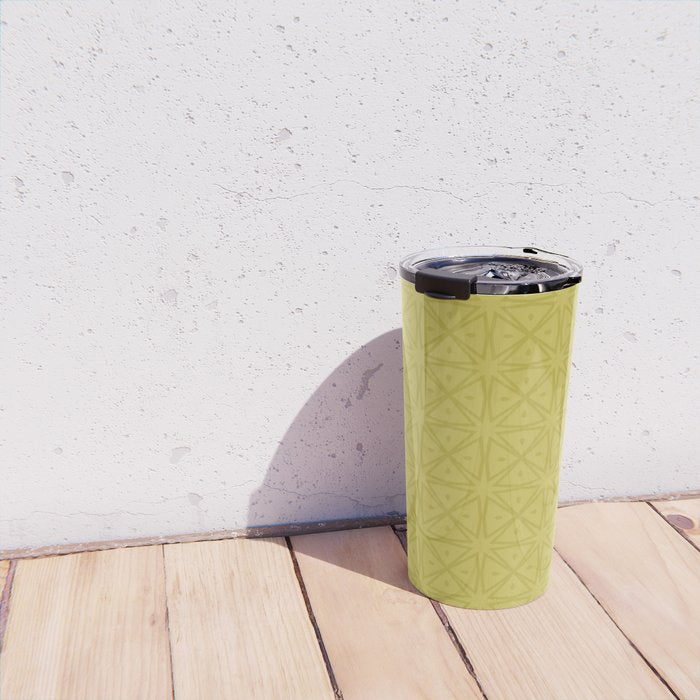 Yellow Monochromatic Asian Star Pattern Travel Mug Gallery Image 4