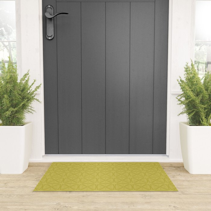 Yellow Monochromatic Asian Star Pattern Welcome Mat Gallery Image 3