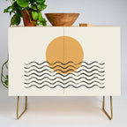 Ocean wave gold sunrise - mid century style Credenza Gallery Image 1
