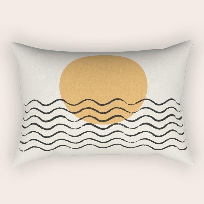 Ocean wave gold sunrise - mid century style Rectangular Pillow Gallery Image 1