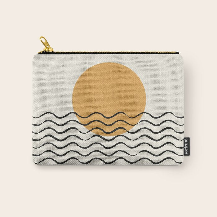 Ocean wave gold sunrise - mid century style Carry All Pouch Gallery Image 1