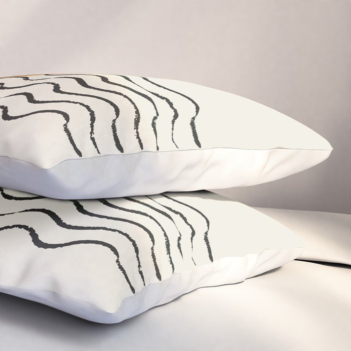 Ocean wave gold sunrise - mid century style Pillow Sham Gallery Image 3