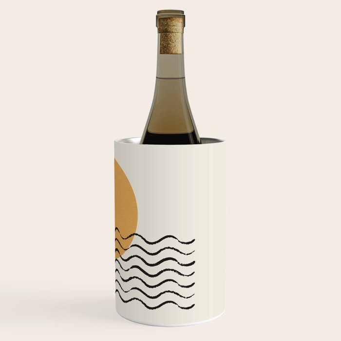 Ocean wave gold sunrise - mid century style Wine Chiller Gallery Image 3