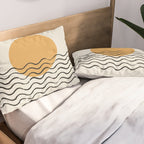 Ocean wave gold sunrise - mid century style Pillow Sham Gallery Image 2