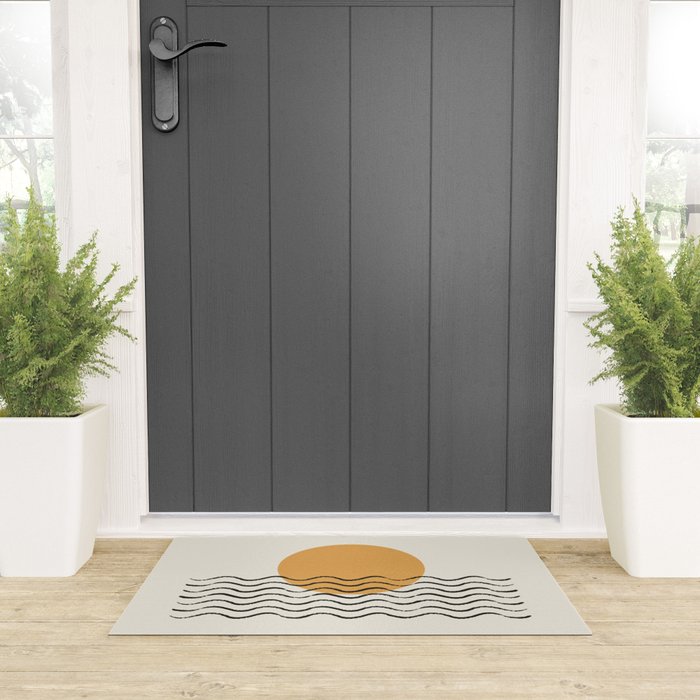 Ocean wave gold sunrise - mid century style Welcome Mat Gallery Image 3