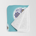 DÃ­a de Muertos â¢ Mexican Sugar Skull - Baby Blue Palette Throw Blanket Gallery Image 3