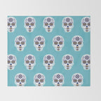 DÃ­a de Muertos â¢ Mexican Sugar Skull - Baby Blue Palette Throw Blanket Gallery Image 2